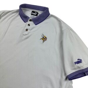Puma Minnesota Vikings NFL Polo Shirt Mens 2XL White Short Sleeve Logo *READ*